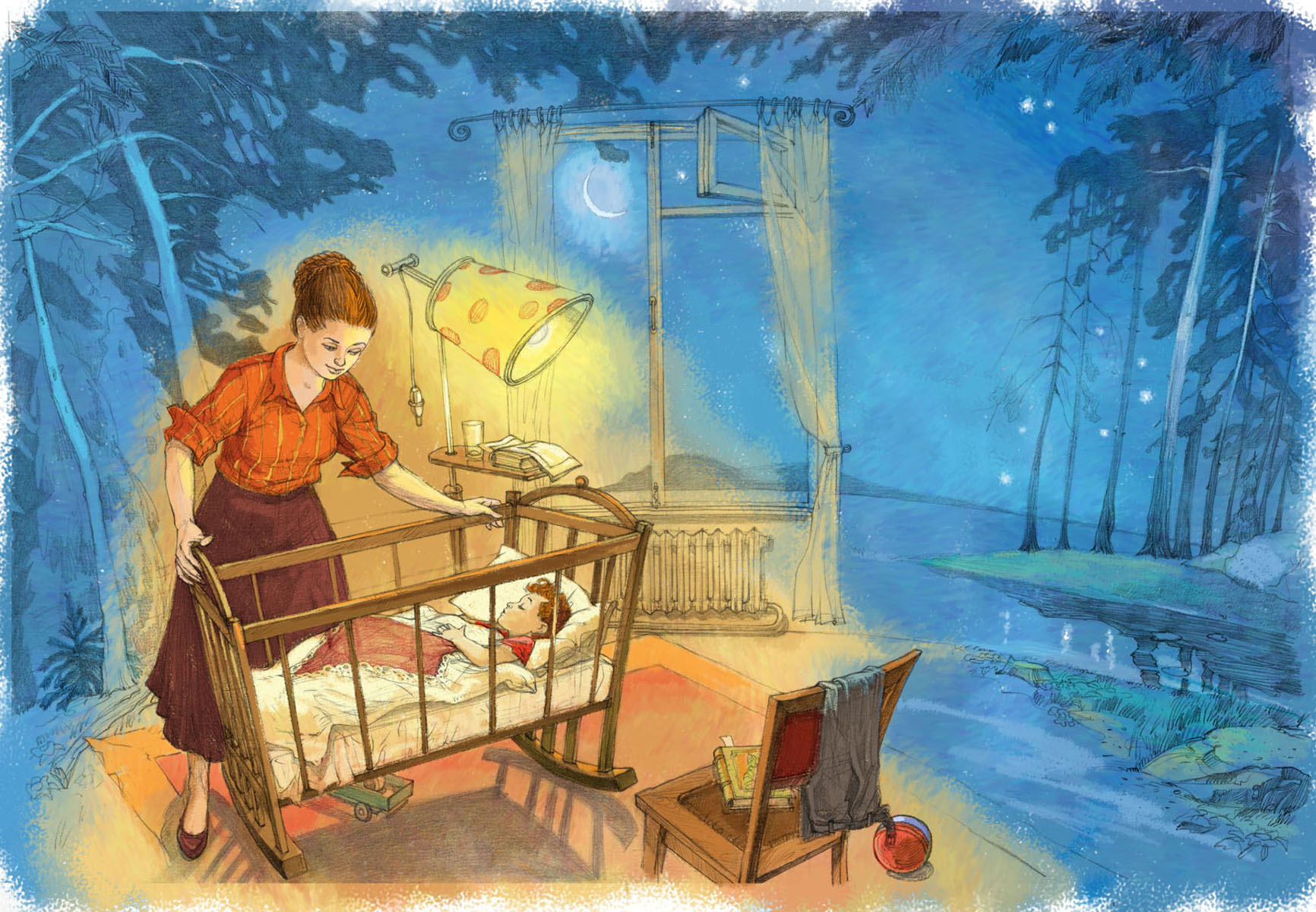 Ночь время мам. Иллюстрации. Иллюстрация к колыбельной. Мама поет колыбельную ребенку. Иллюстрациик колыбелтным.